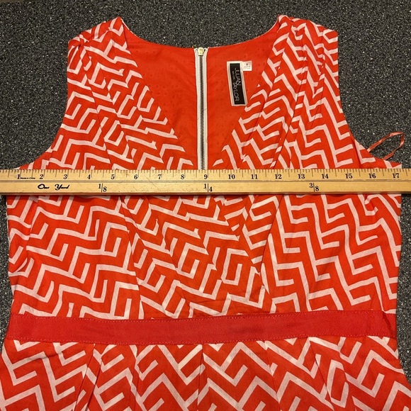 Julian Taylor Orange and White A-Line Sleeveless Dress - Picture 4 of 7